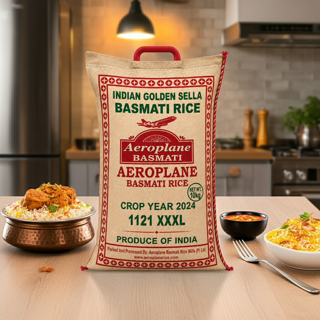 Aeroplane Golden Sella Basmati Rice 1121 10 Kg mkyksa