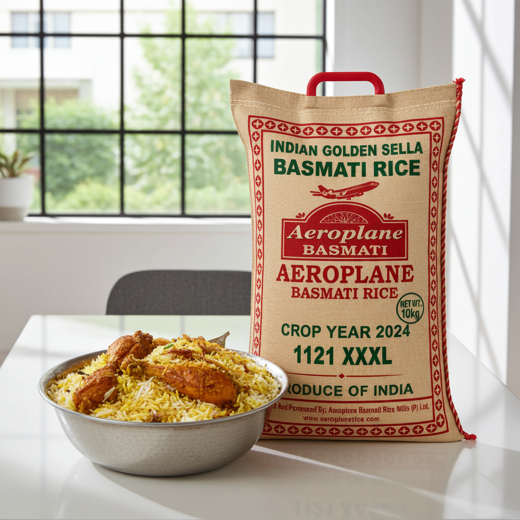 Aeroplane Golden Sella Basmati Rice 1121 10 Kg mkyksa